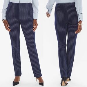 Chico’s So Slimming Juliet Pinstriped Straight Leg Pants Sz 8